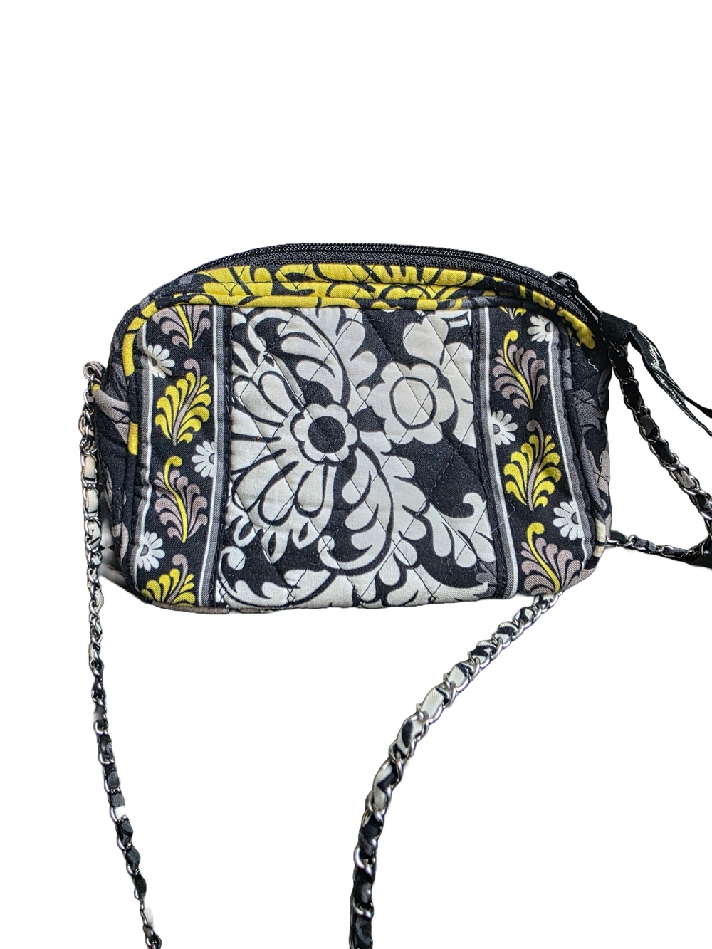 Vera Bradley Black and Yellow Baroque Quilted Floral Crossbody - Picture 2 of 2